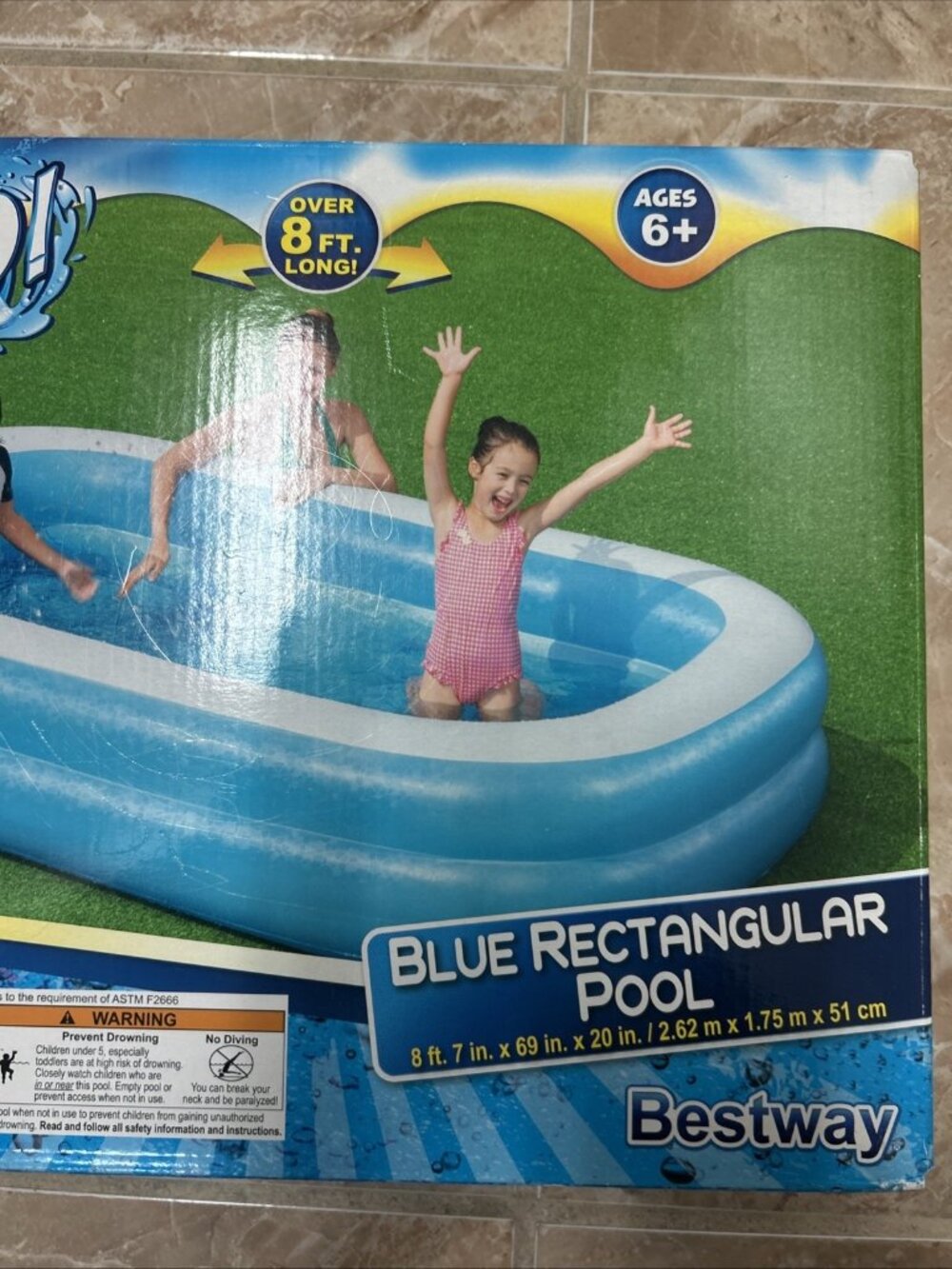 Bestway H2O Blue Rectangular Inflatable Above Ground Pool New In Box - Picture 2 of 4
